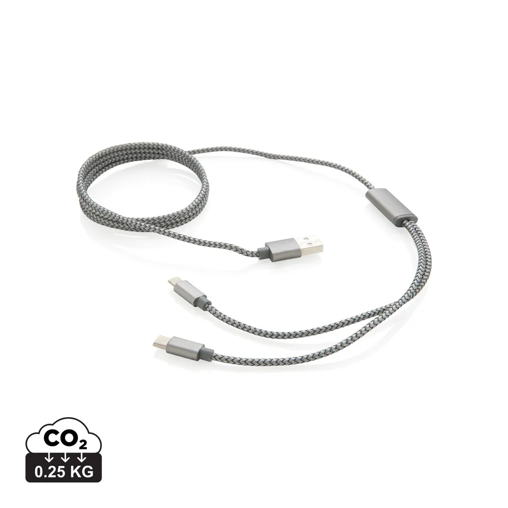 3-in-1 gevlochten nylon kabel grijs