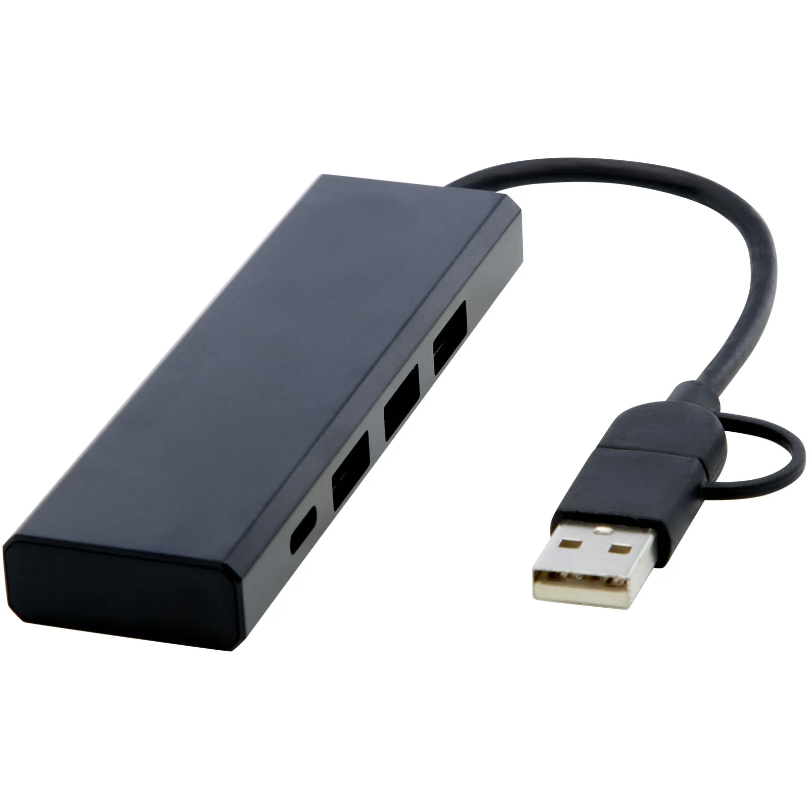 Rise USB 2.0 hub van RCS gerecycled aluminium Zwart
