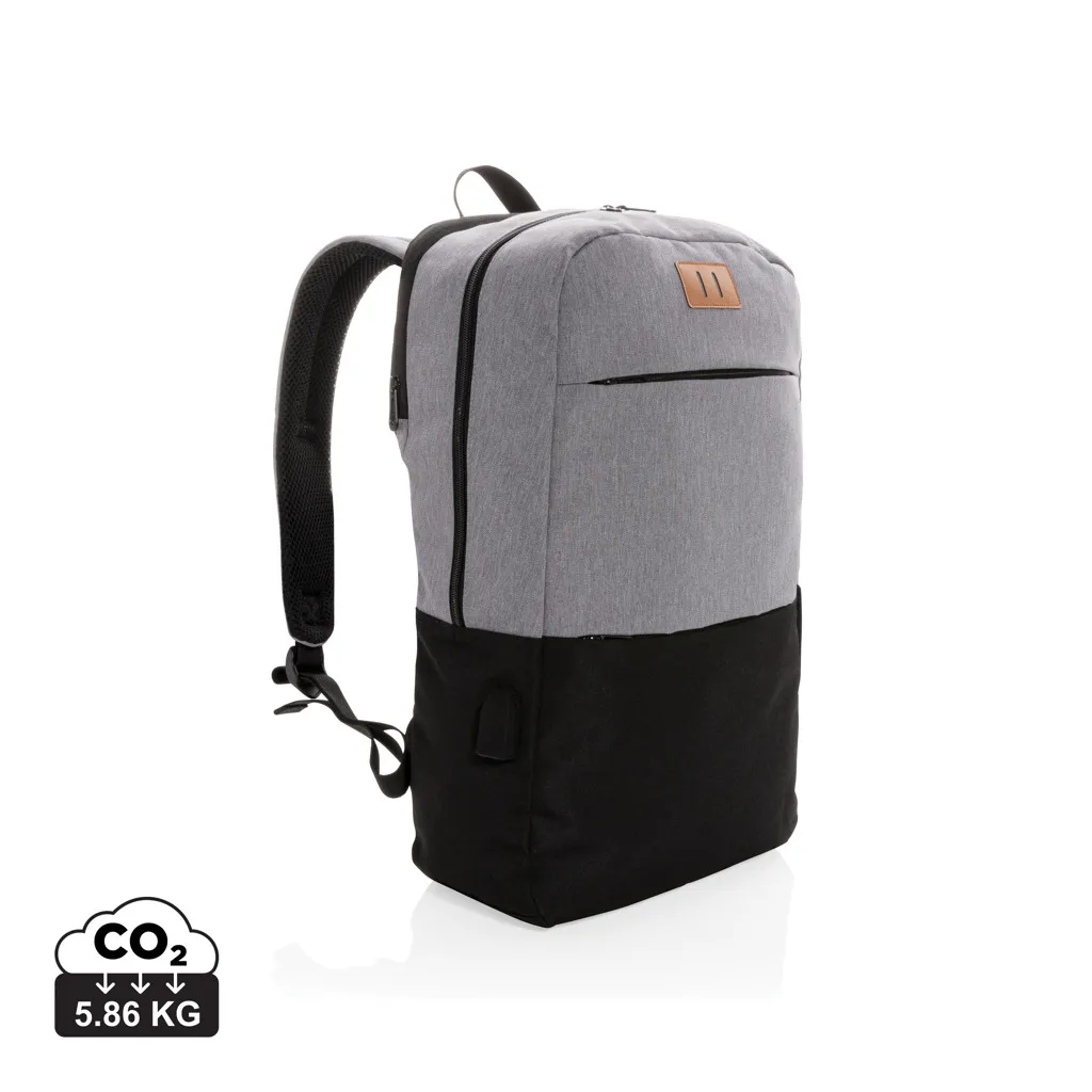 Modern 15.6" USB & RFID laptop rugzak PVC vrij zwart