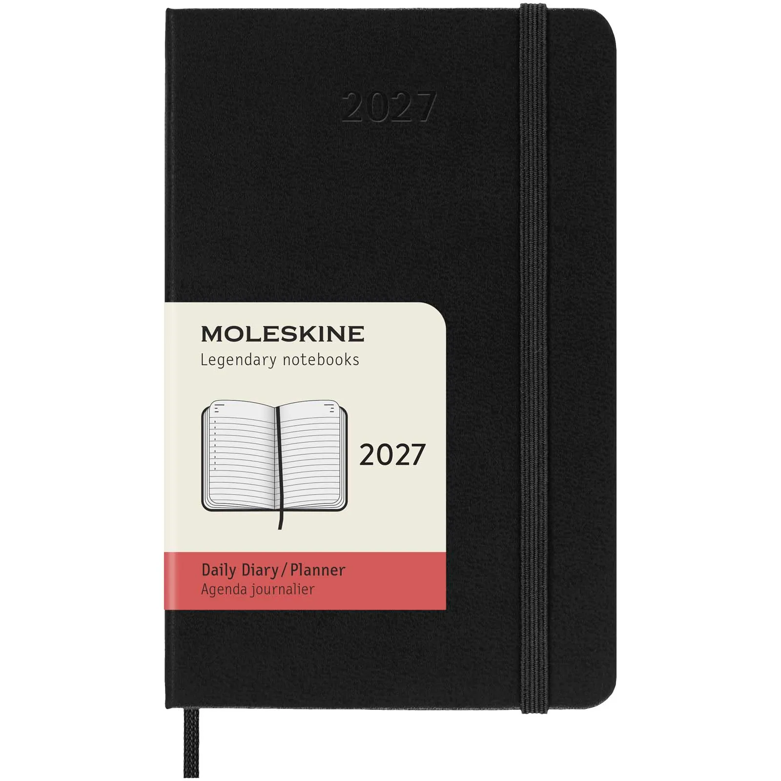 Moleskine hardback pocket dag-agenda voor 12 maanden Zwart