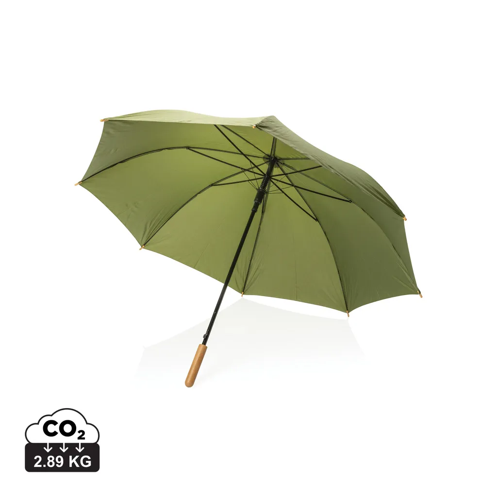 27" Impact AWARE™ RPET 190T auto open bamboe paraplu groen