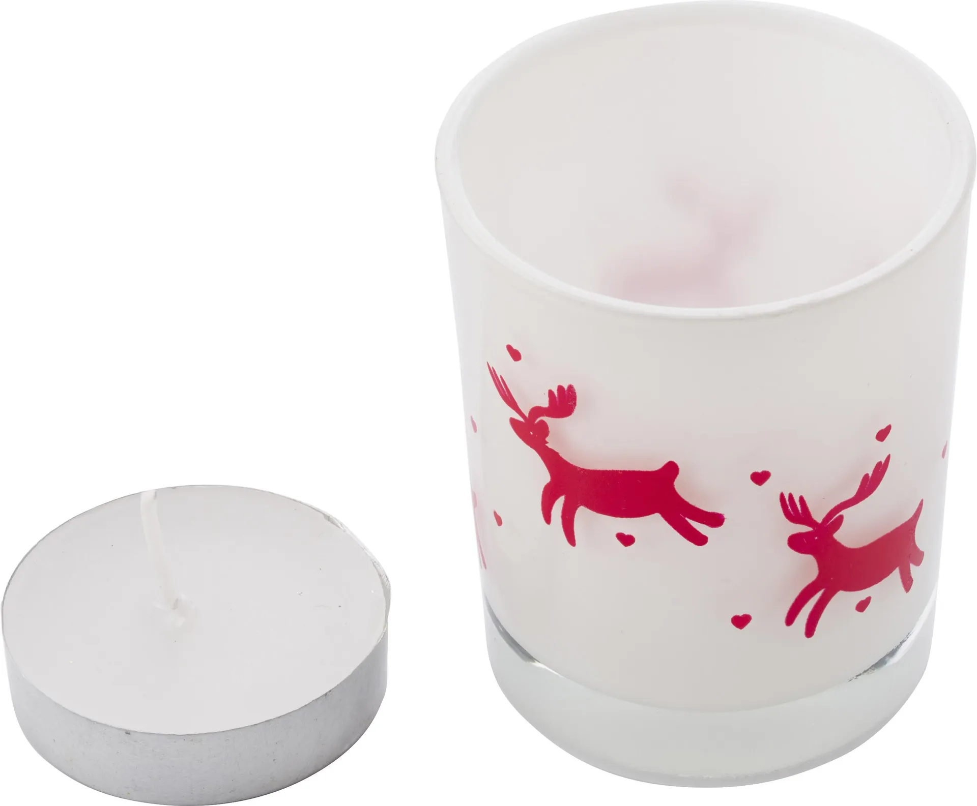 Glazen kaarsenhouder met kerstdecoratie Kirsten wit