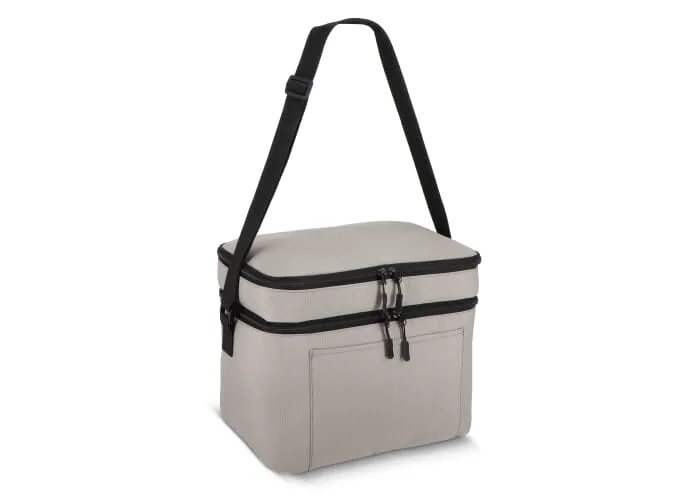 600D gerecycled PET koeltas met twee vakken 30 x 20 x 25 cm 12 L Grijs