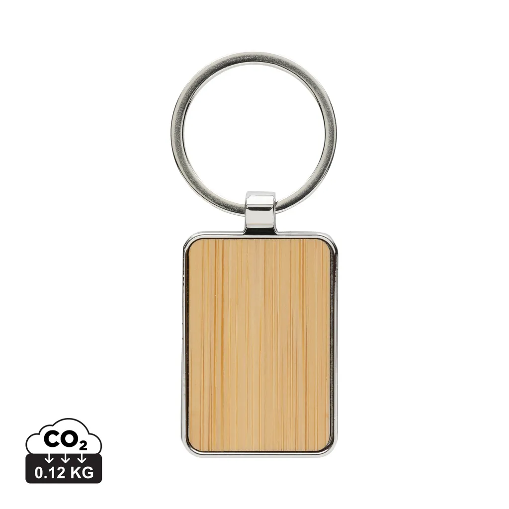 RCS gerecycled zinc alloy rechthoekige sleutelhanger zilver