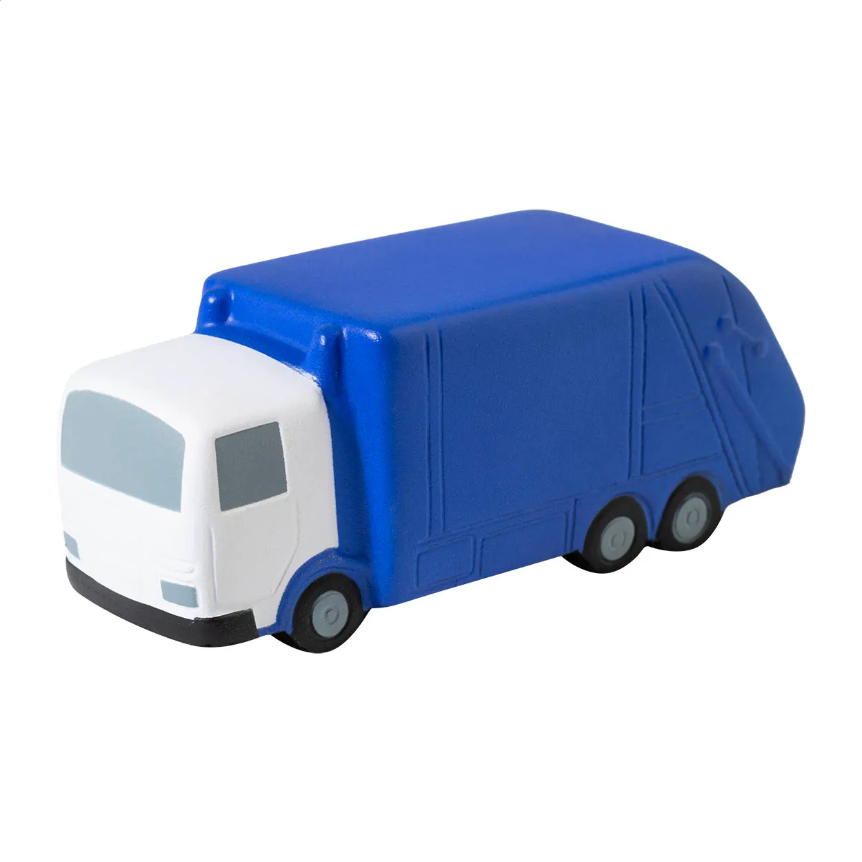 Blauwe speelgoedvrachtwagen met witte cabine