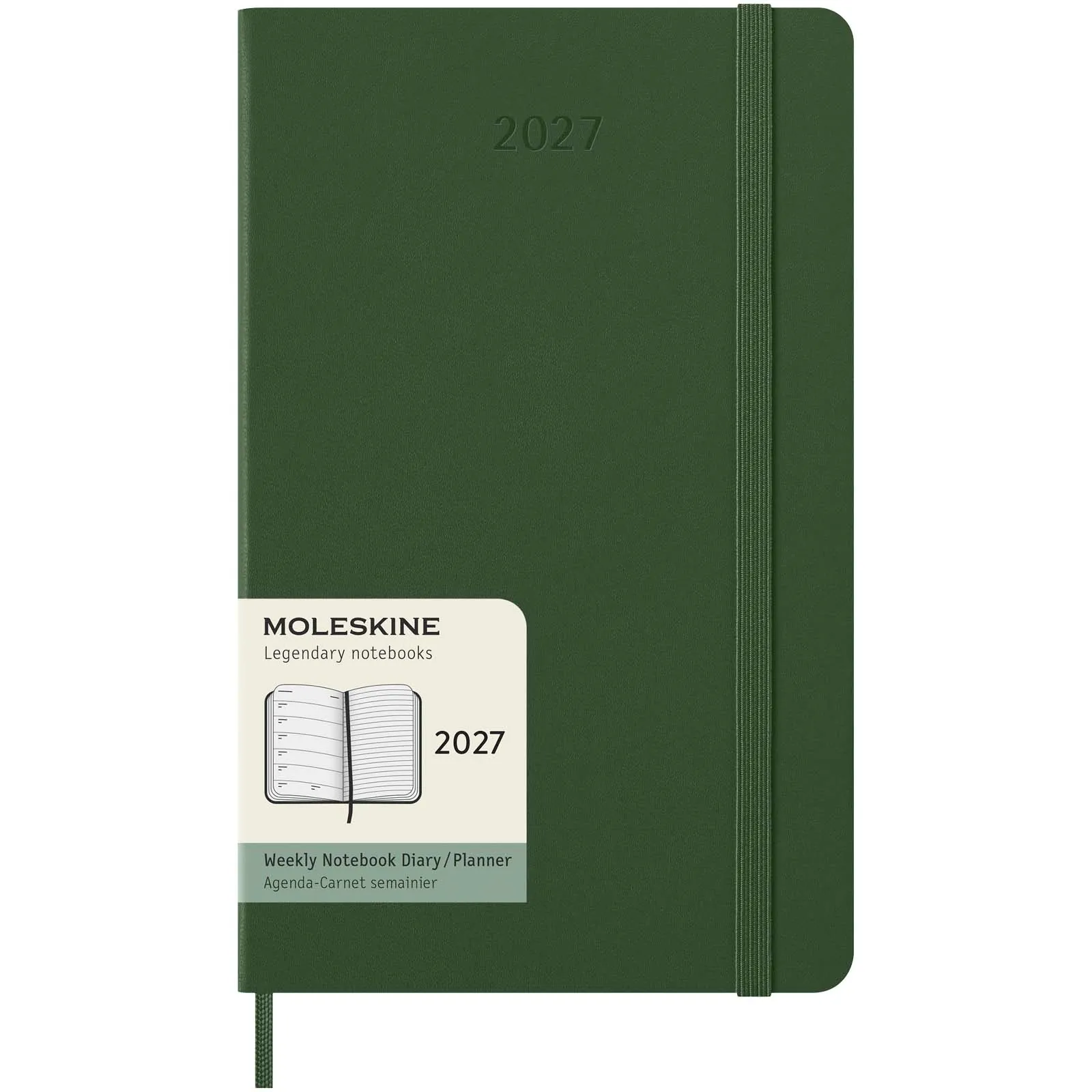 Moleskine week-agenda voor 12 maanden met harde kaft L Mirtegroen