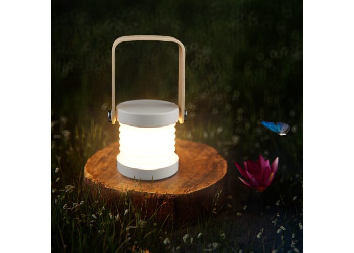 Coollux multifunctionele LED-lamp met bamboe handvat Wit