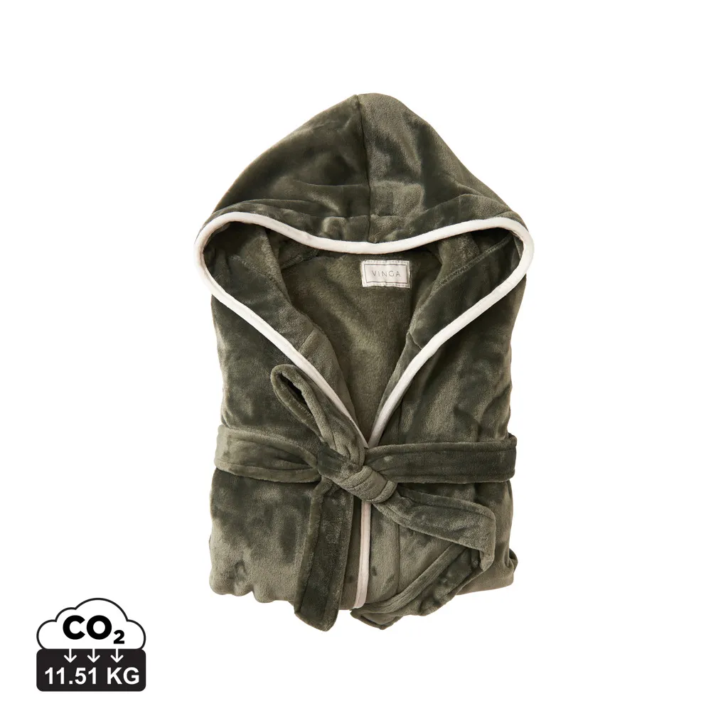 VINGA Louis luxe pluche RPET badjas maat S/M groen