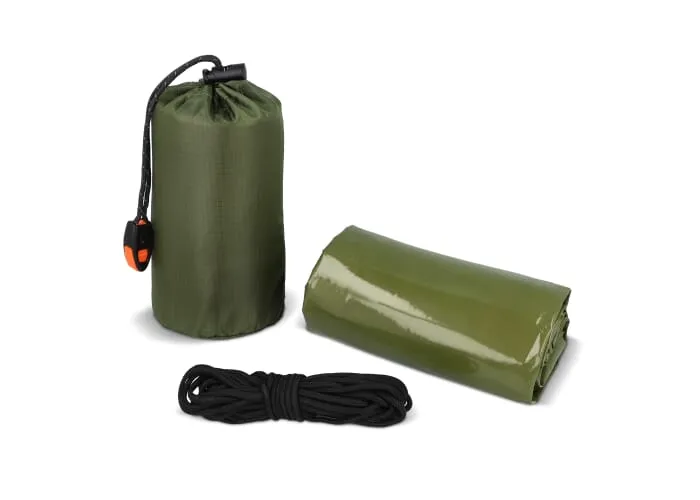 Compacte noodtent voor overleven in de buitenlucht Dried Green