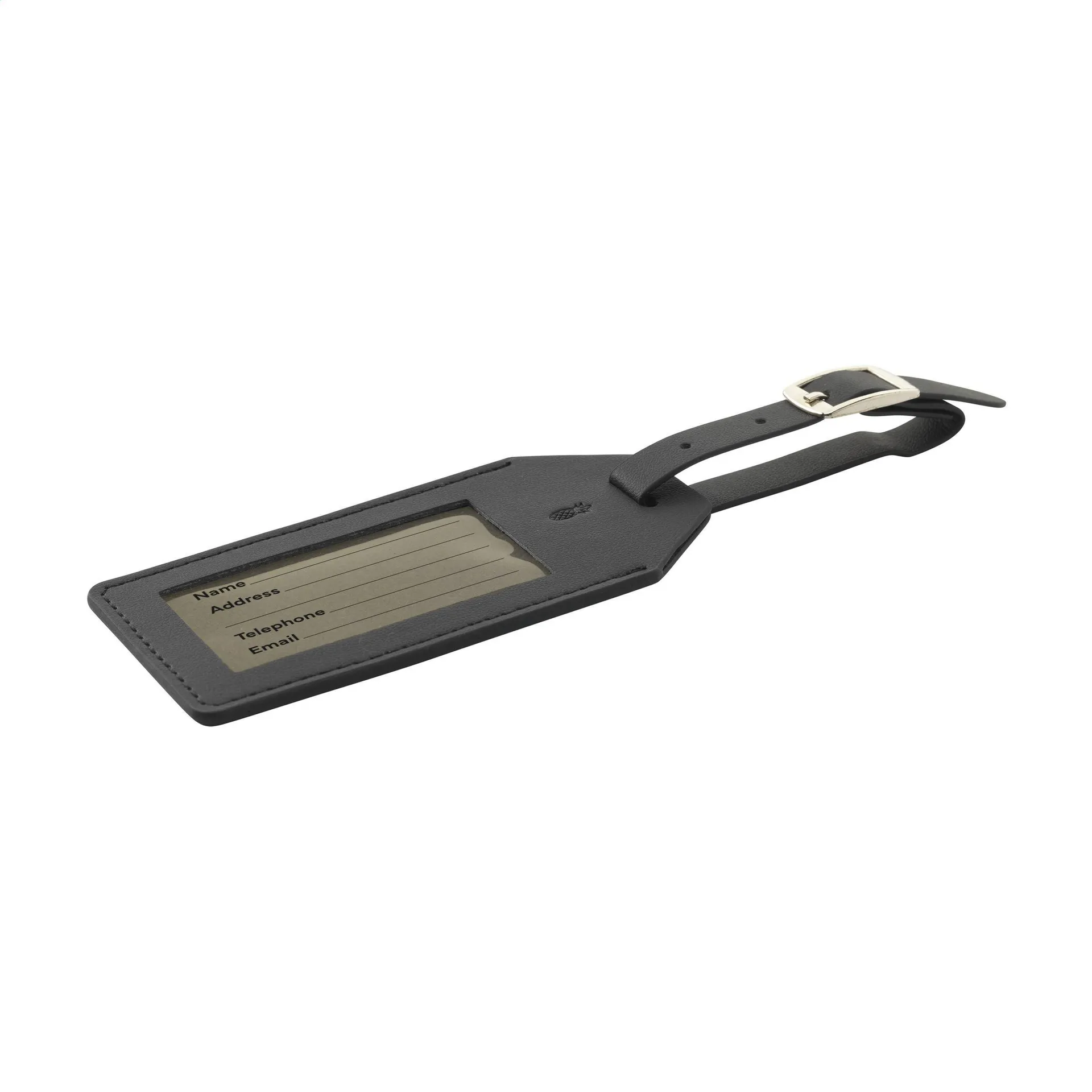 Vegan Pineapple Leather Luggage Tag zwart