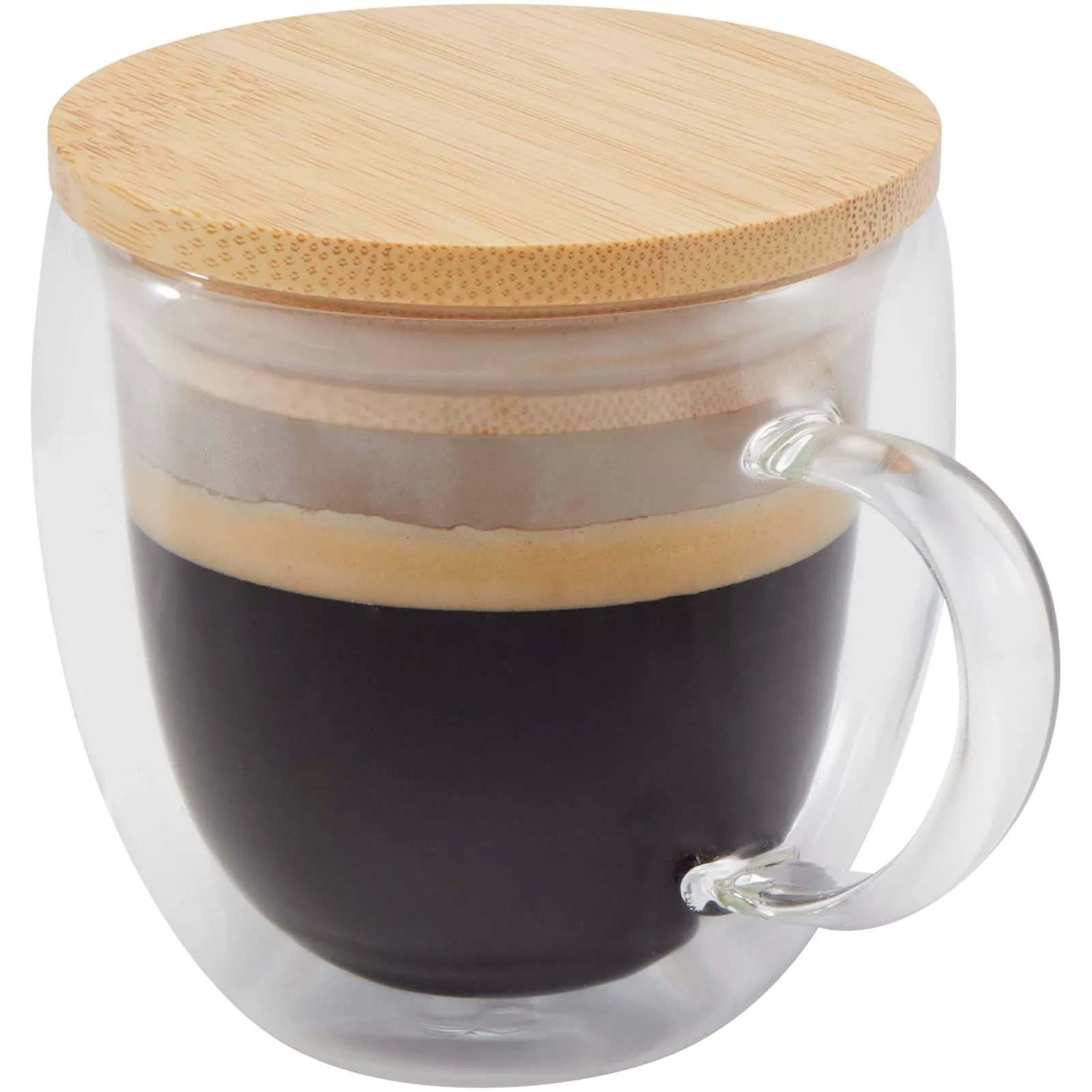 Arlo 250 ml glazen beker met bamboe deksel Transparant helder