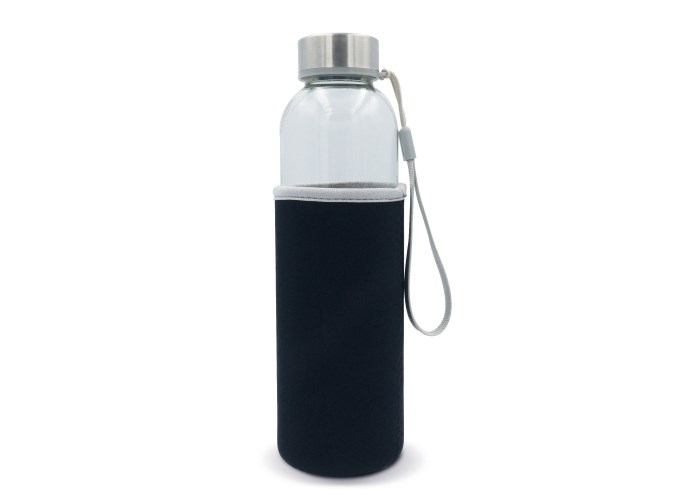 Waterfles glas met sleeve 500ml