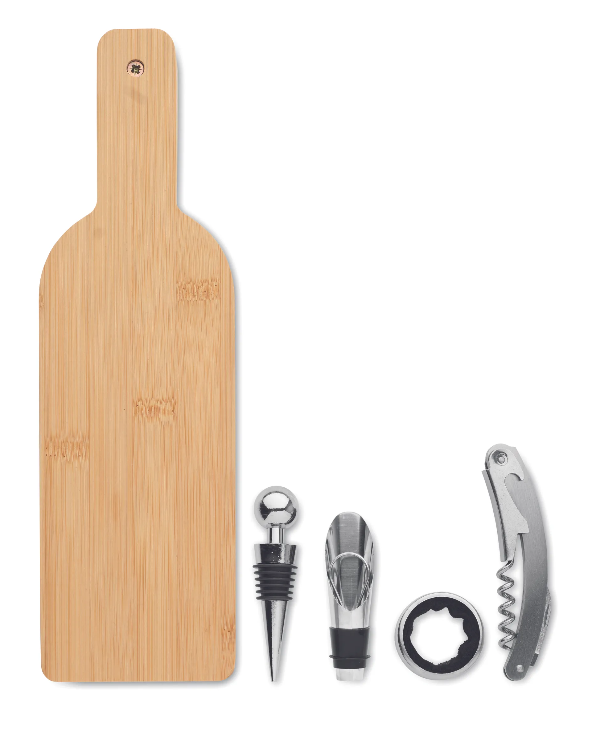 Wijnset in flesvorm Hout