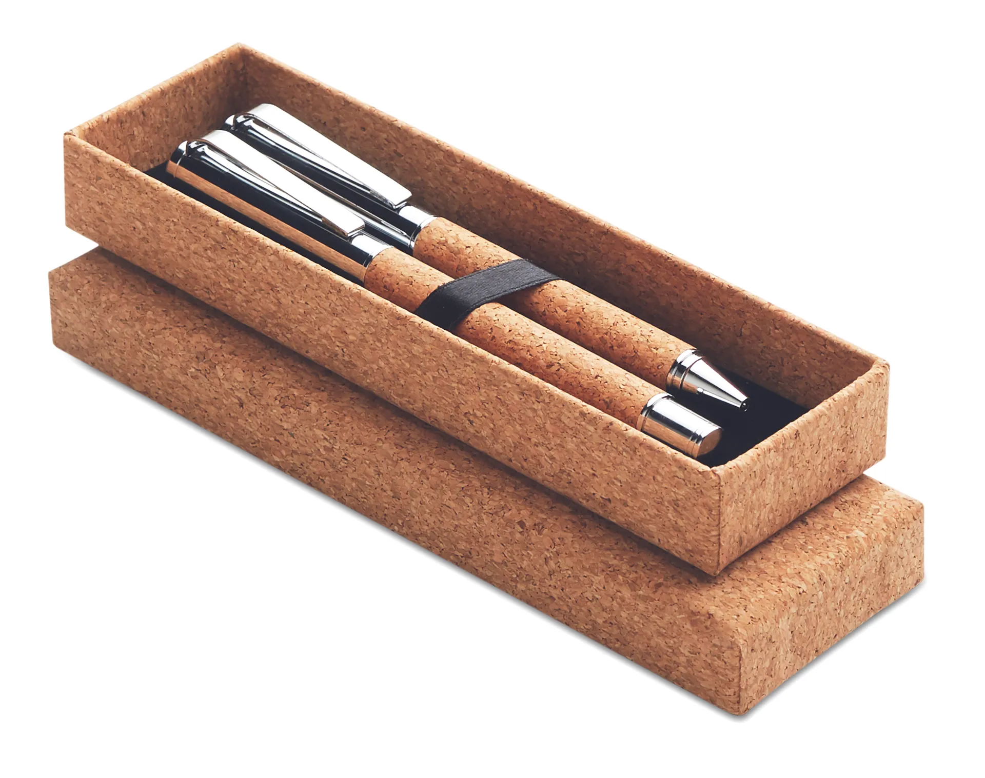 Schrijfset in kurk giftbox Hout