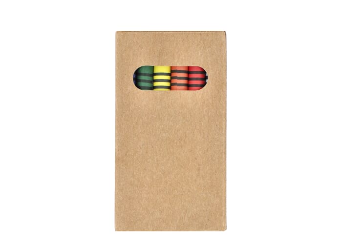 6 stuks kleurkrijtjes in kraftdoos Natuur