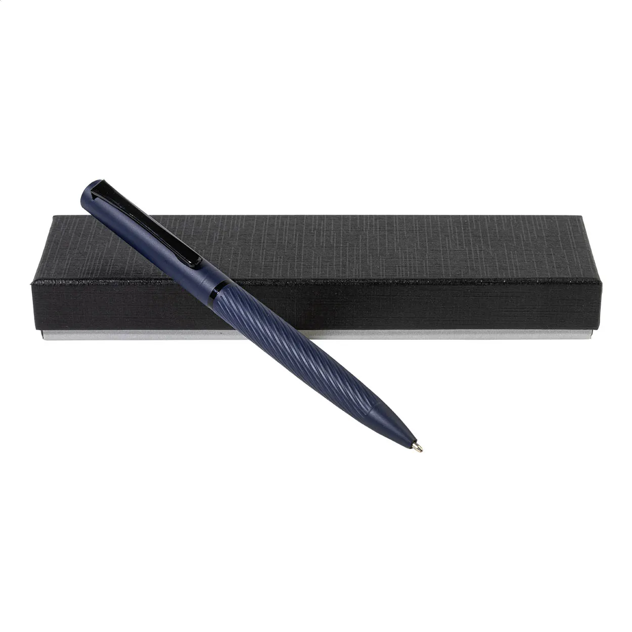Blauwe balpen met zwarte geschenkdoos