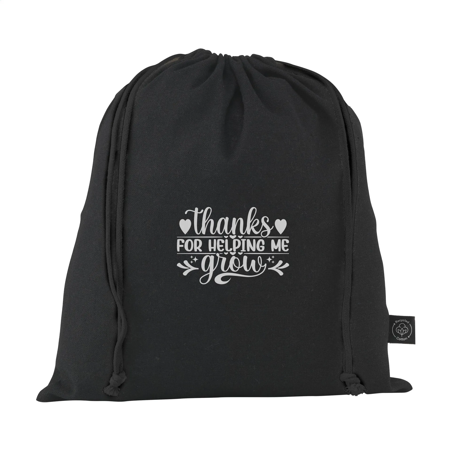 Gift Pouch GRS Recycled Cotton (150 g/m²) M zwart