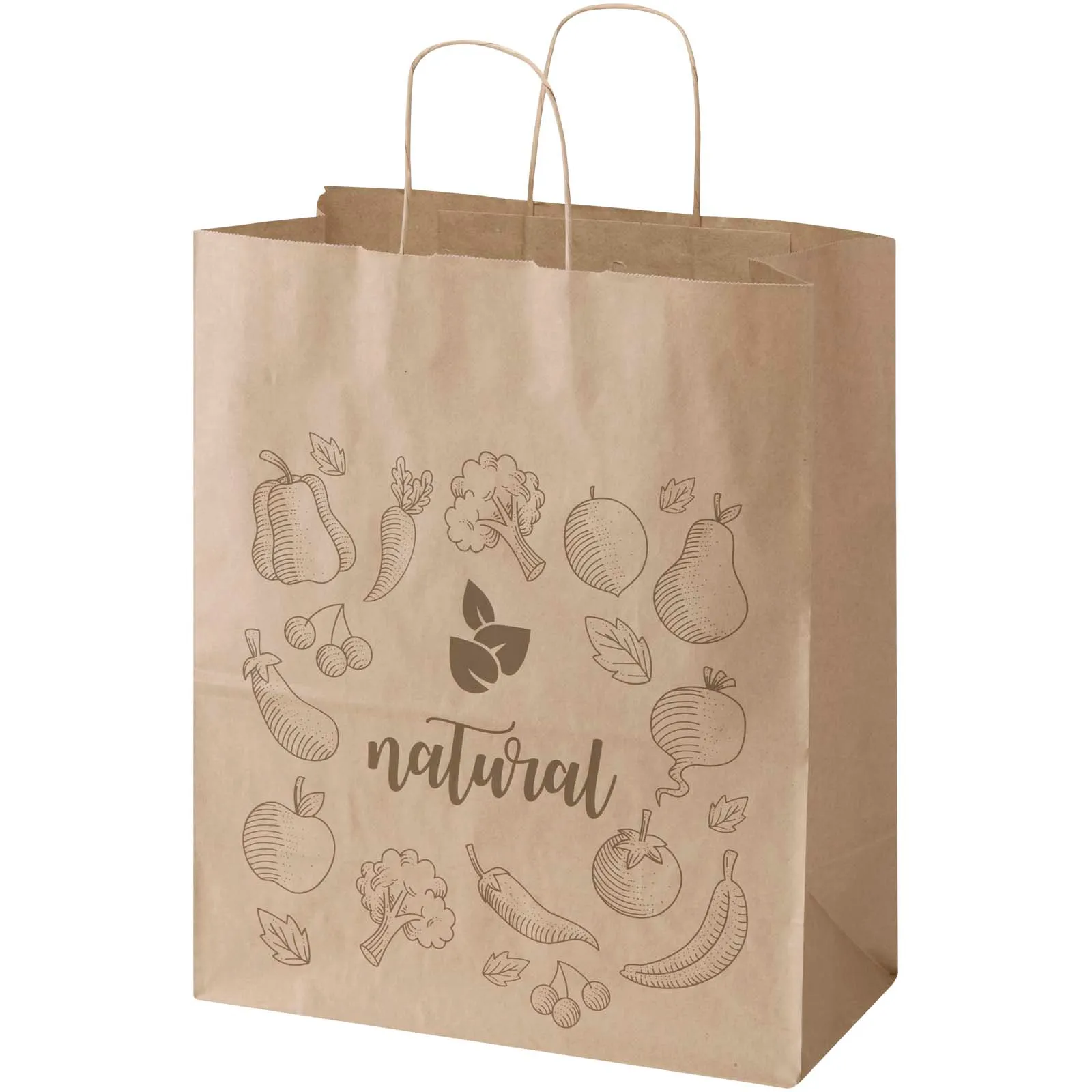 Kraft papieren tas 80–90 g/m² met gedraaide handvatten – 32 x 17 x 39 cm Kraftbruin