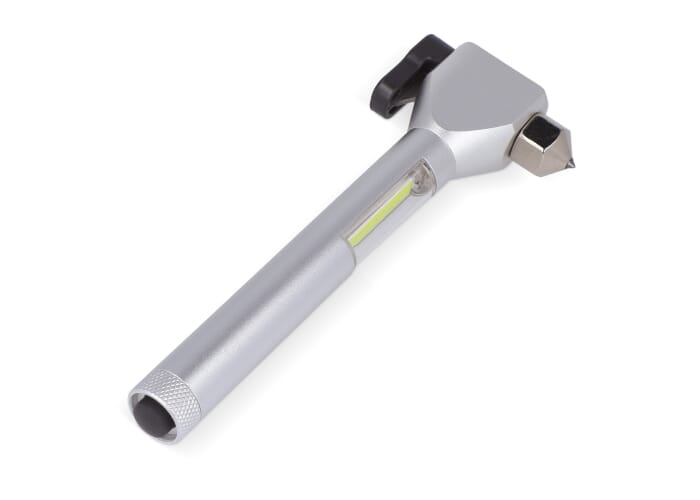 Veiligheidshamer Auto met Lamp en Gordelsnijder Zilver