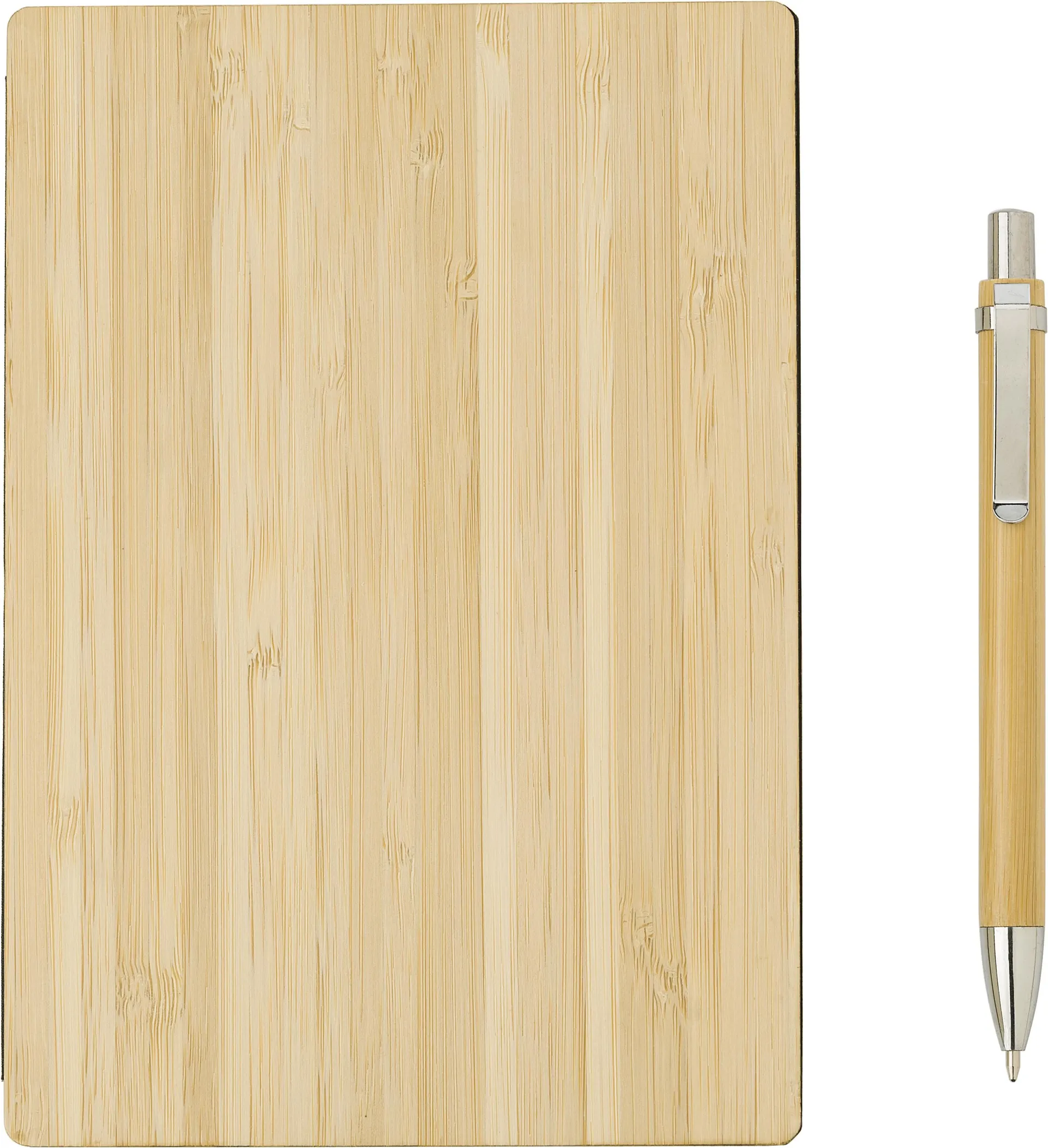 Bamboe cover notitieboek met pen Jo bruin
