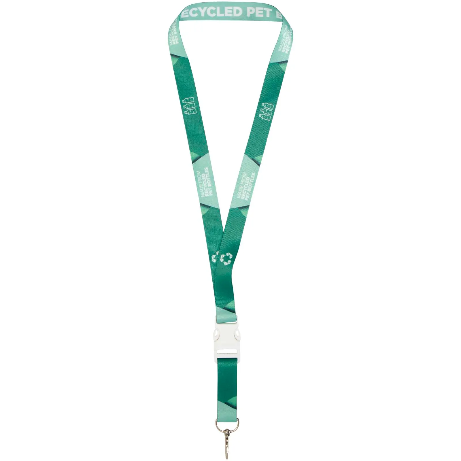 Bucks gerecycled PET lanyard met veiligheidssluiting Wit