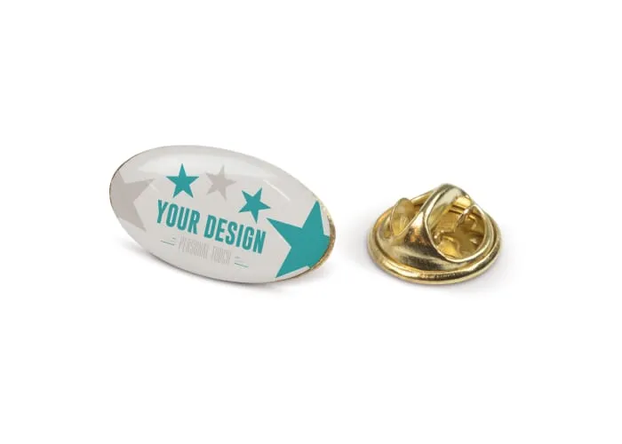 Badge metalen pin 20x12mm Goud satijn