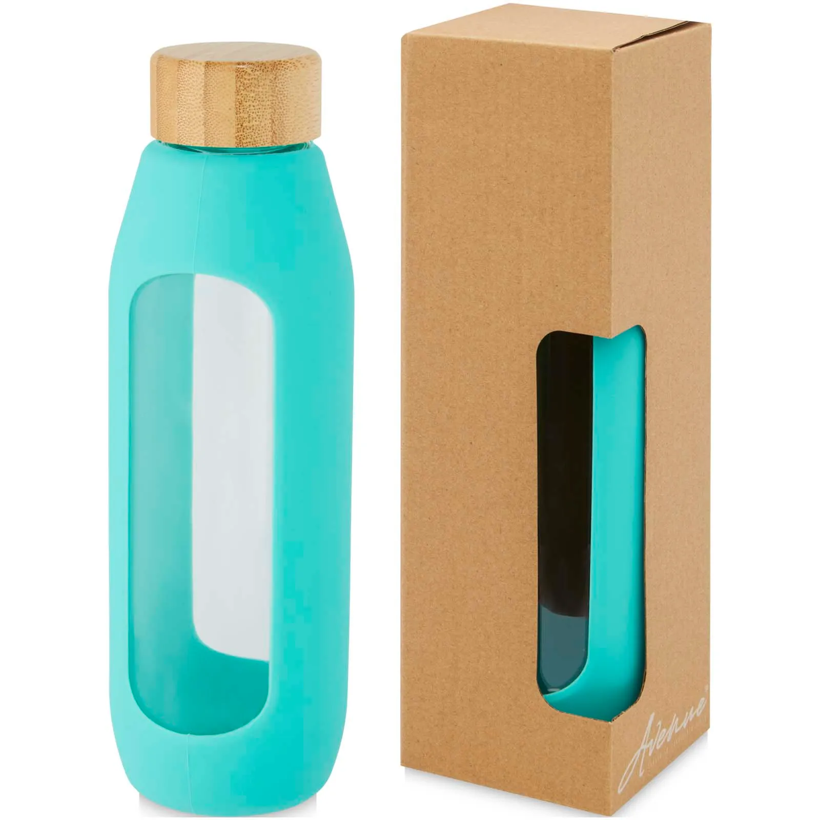 Tidan fles van 600 ml in borosilicaatglas met siliconen grip