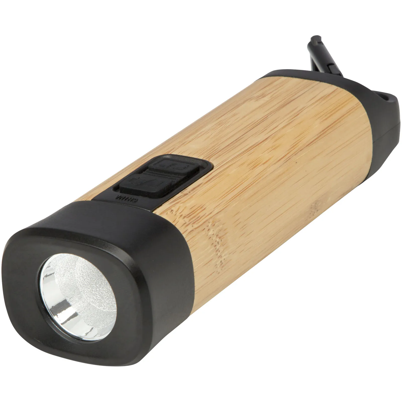 Kuma zaklamp van bamboe/RCS gerecycled plastic met karabijnhaak Natuur