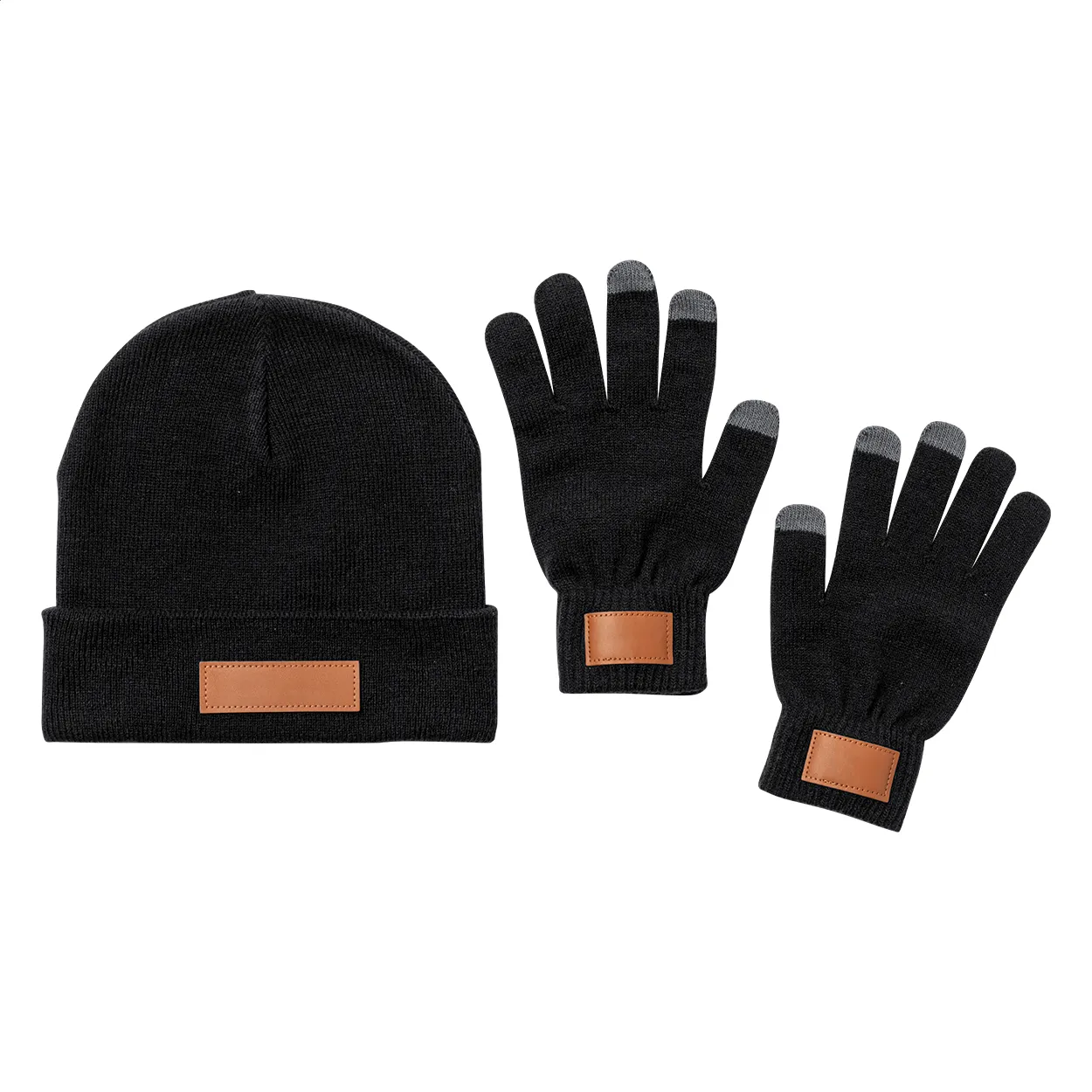 Pashen muts en handschoenen set zwart