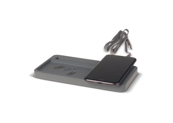 Limestone Desk organizer with wireless charger 5W Grijs