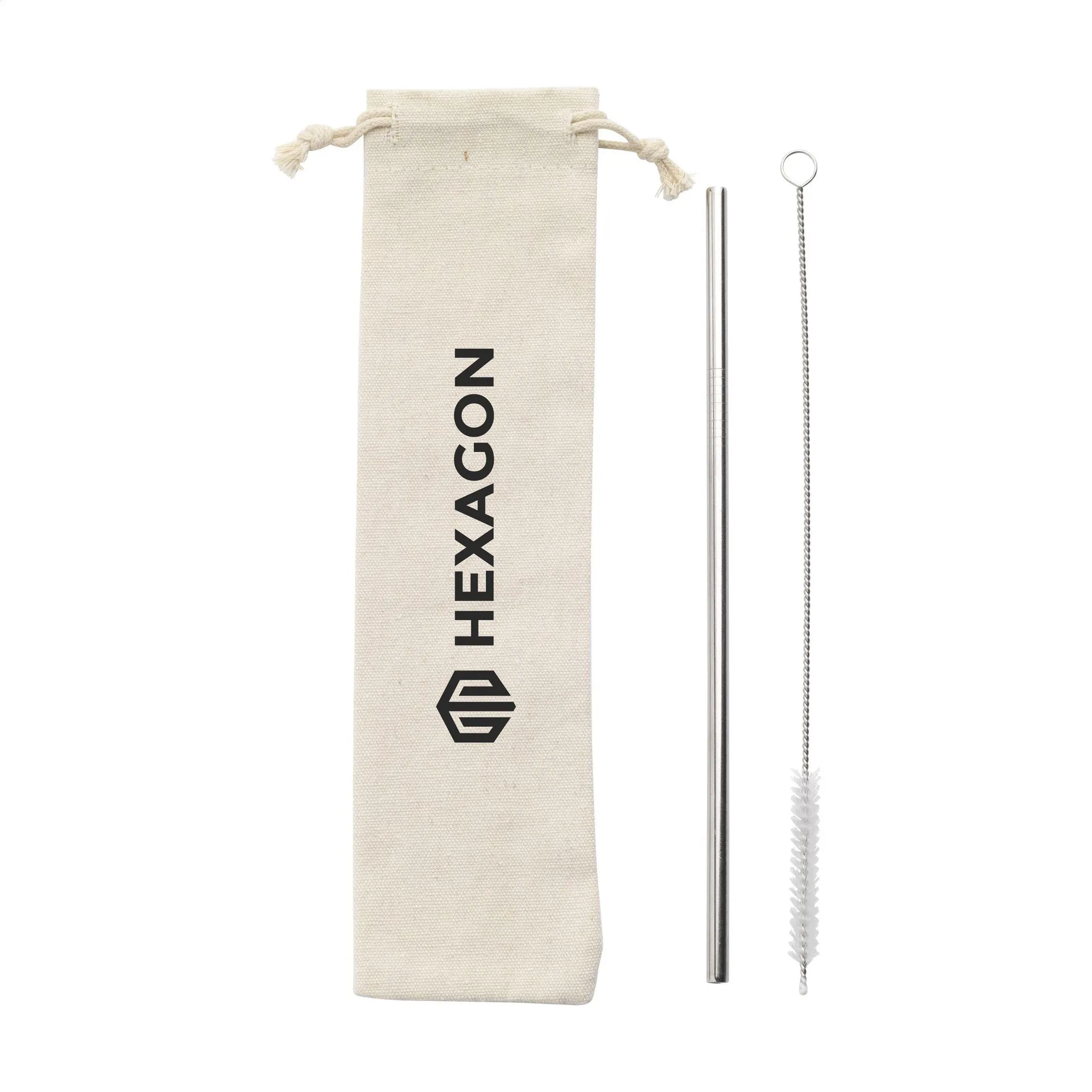 Reusable 1 piece ECO Straw Set RVS rietje zilver