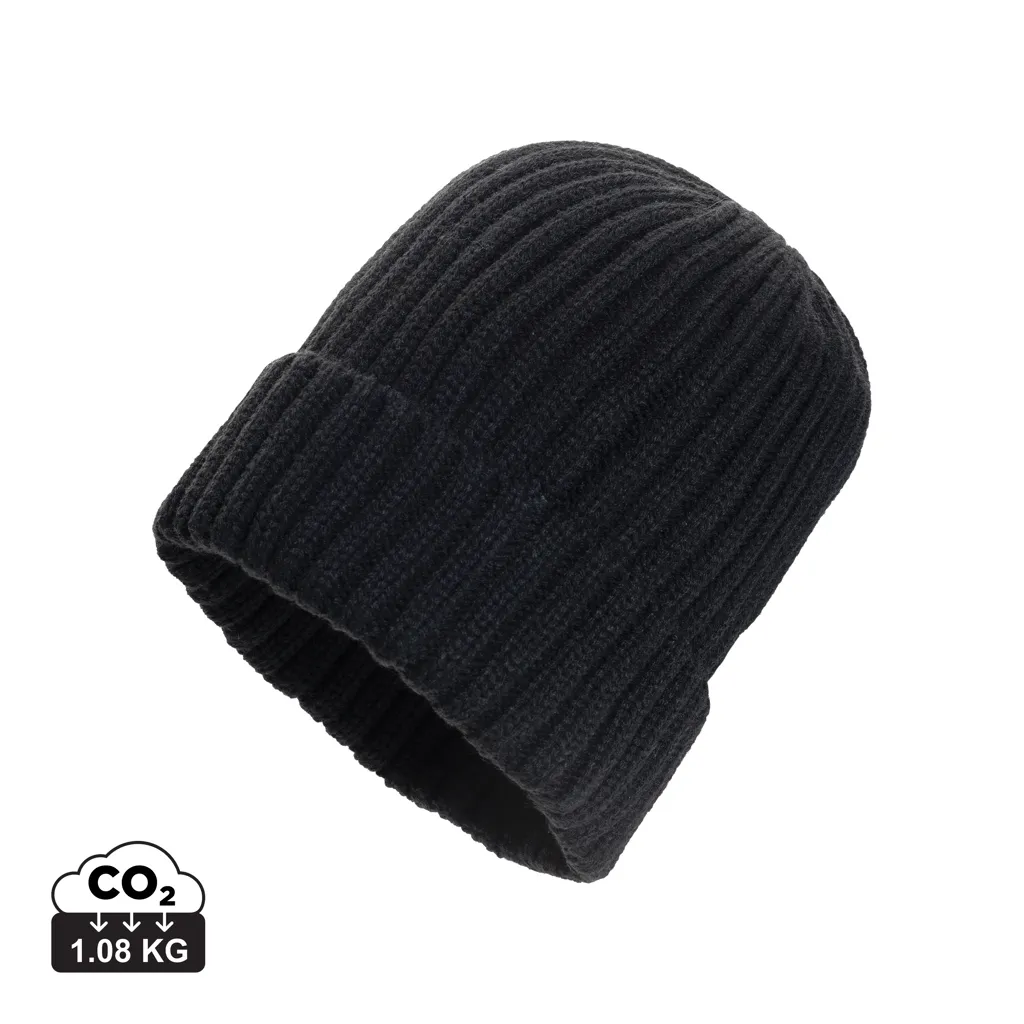 Kennedi AWARE™ Polylana®beanie met brede rib zwart
