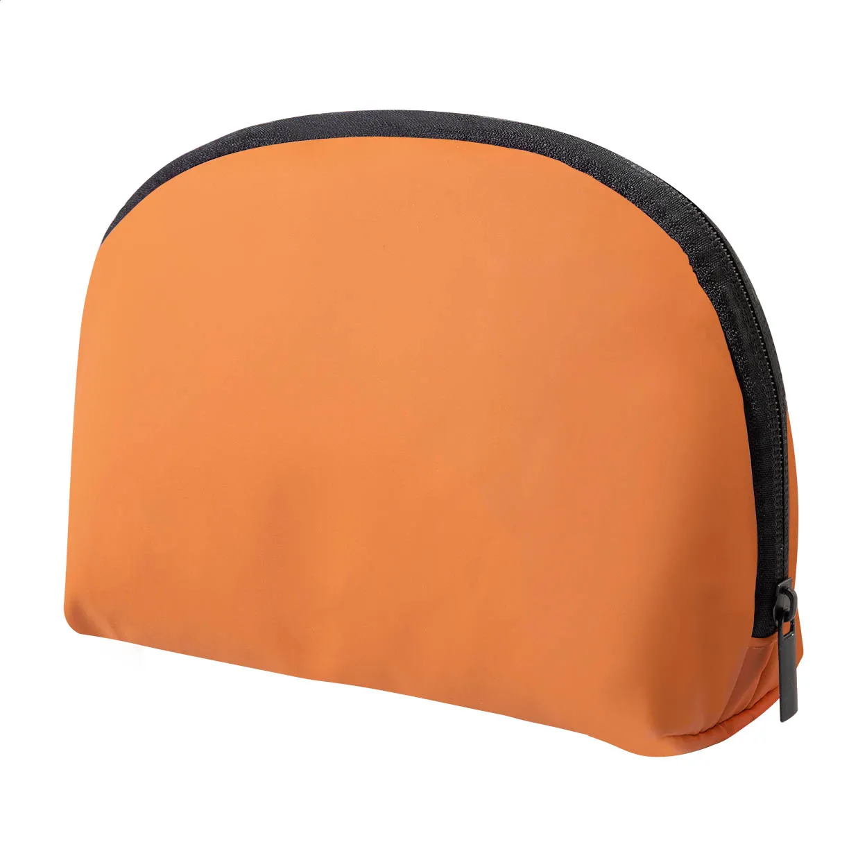 Oranje toilettas met zwarte rits