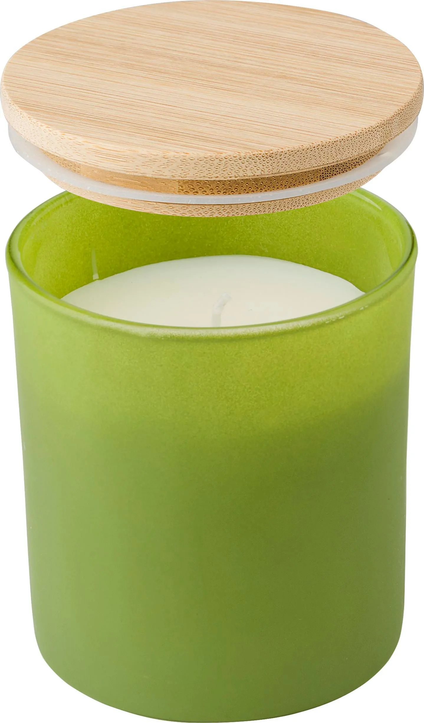 Witte glazen kaars met ruimte voor bedrukking, plantaardig was, 200 g