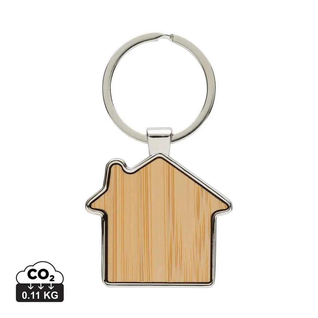 RCS huissleutelhanger van gerecycled zinc alloy met bamboe zilver
