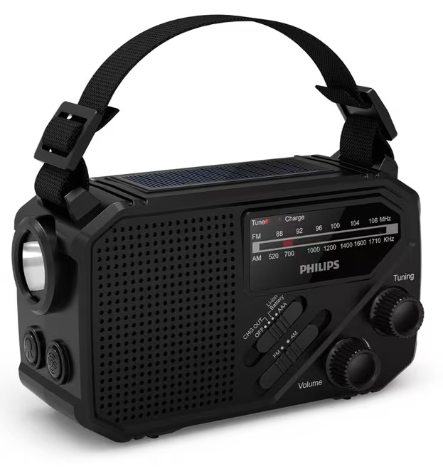 Philips TAR1609 Noodradio met Analoge FM/AM-tuner en Zaklamp.  