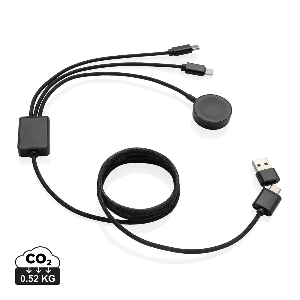 Terra RCS rPET 6-in-1 60W oplaadkabel met iWatch lader grijs