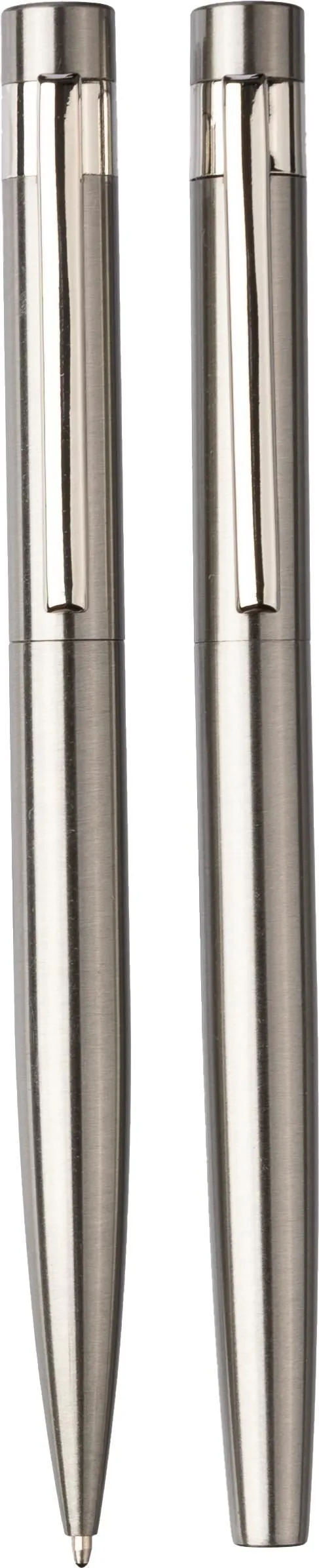 Schrijfset Fritz | Gerecycled rvs | Draaibalpen en rollerball zilver