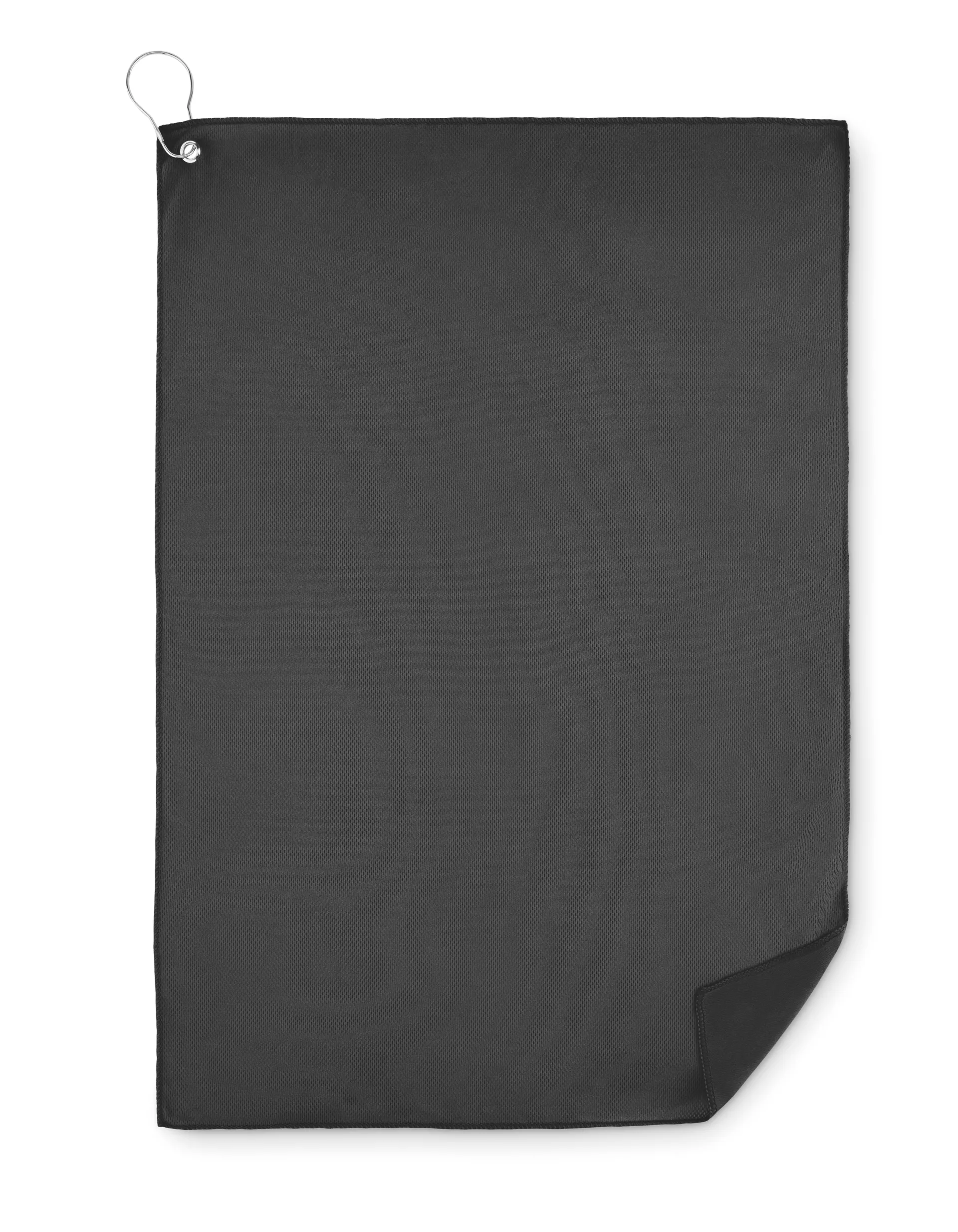 RPET golfhanddoek met hanger Zwart
