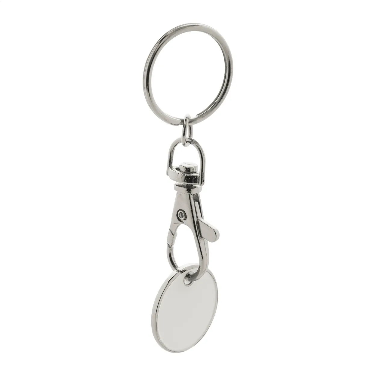 Eurocoin winkelwagenmuntje sleutelhanger wit