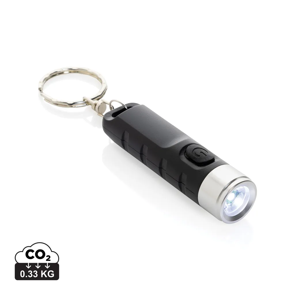 Globix RCS gerecycled plastic USB oplaadbare zaklamp zwart