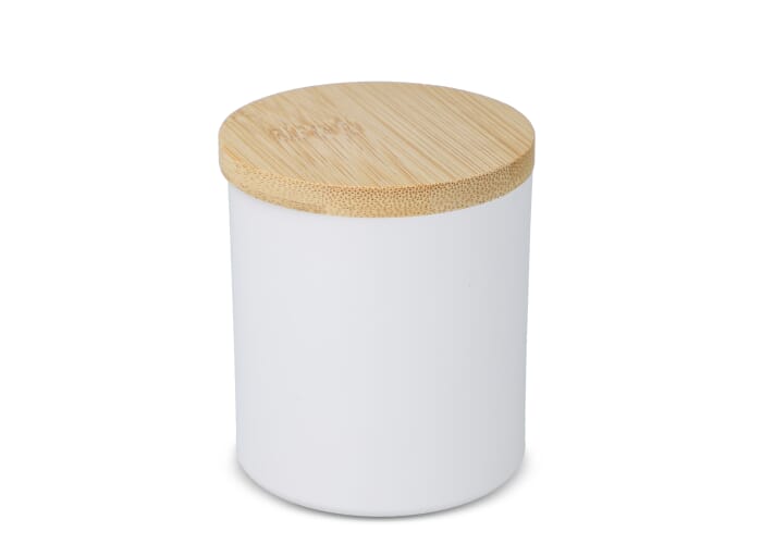 Bhakti plantaardige geurkaars in gerecycled aluminium potje Wit