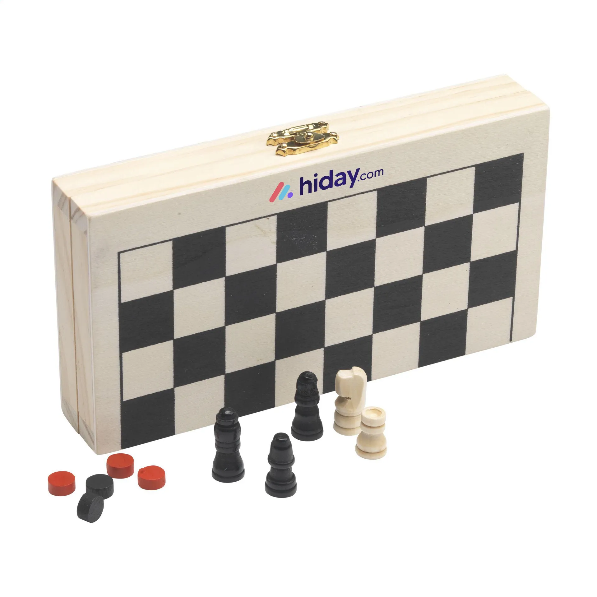 CheckMate Game Box 3-in-1 spel houtbruin