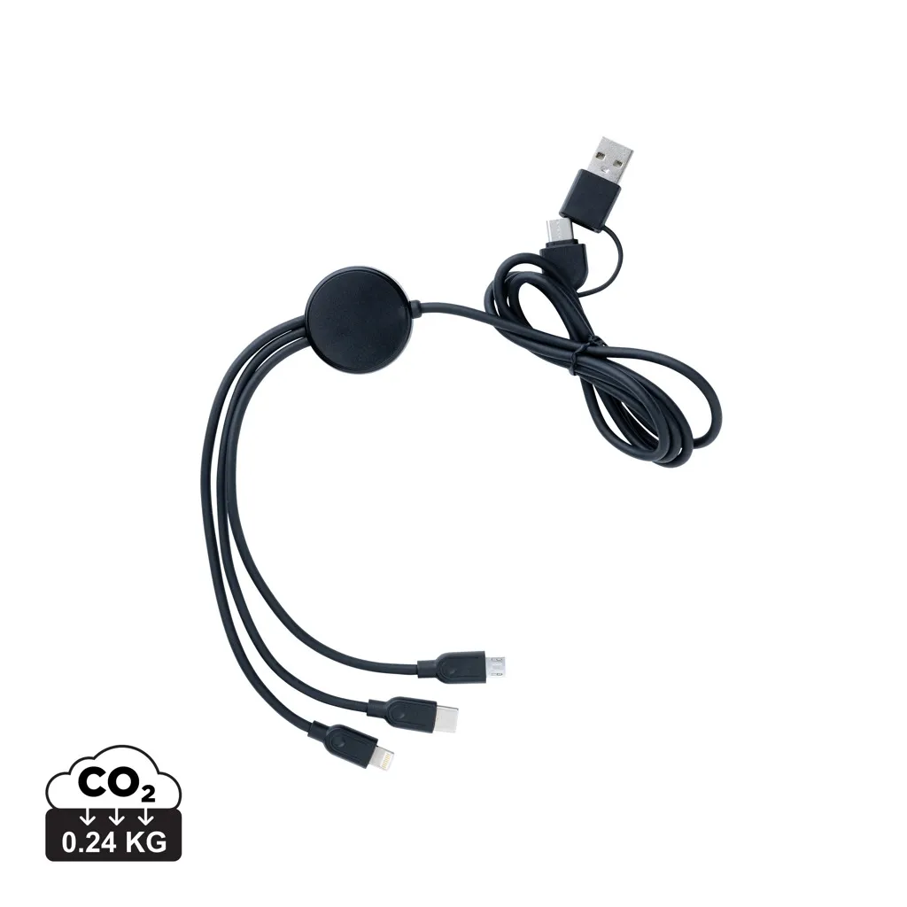 RCS gerecycled TPE en gerecyclede kunststof 60W 4-in-1 kabel zwart