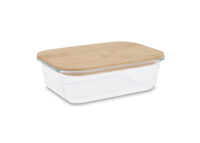 Lunchbox glas met bamboe deksel Transparant
