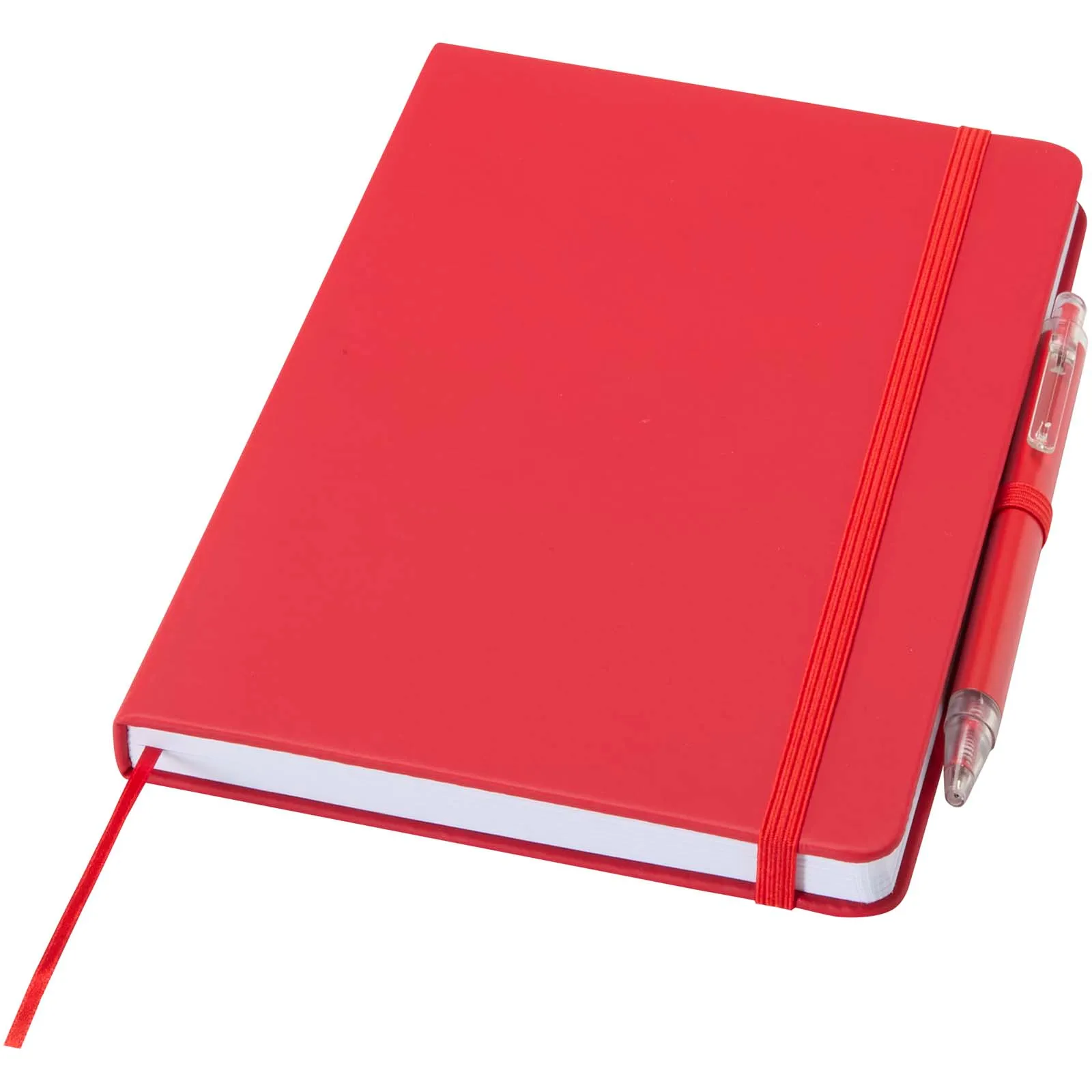 Spectrum A5 notitieboek van gerecycled papier en balpen-set Rood