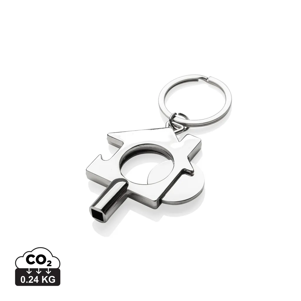 RCS gerecycled zinc alloy 3 in 1 sleutelhanger zilver