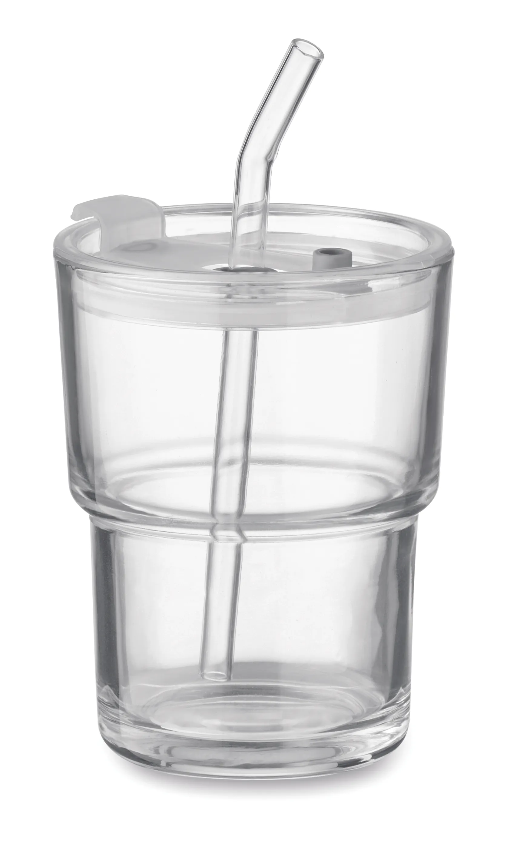 Glazen beker met rietje 400ml Transparant