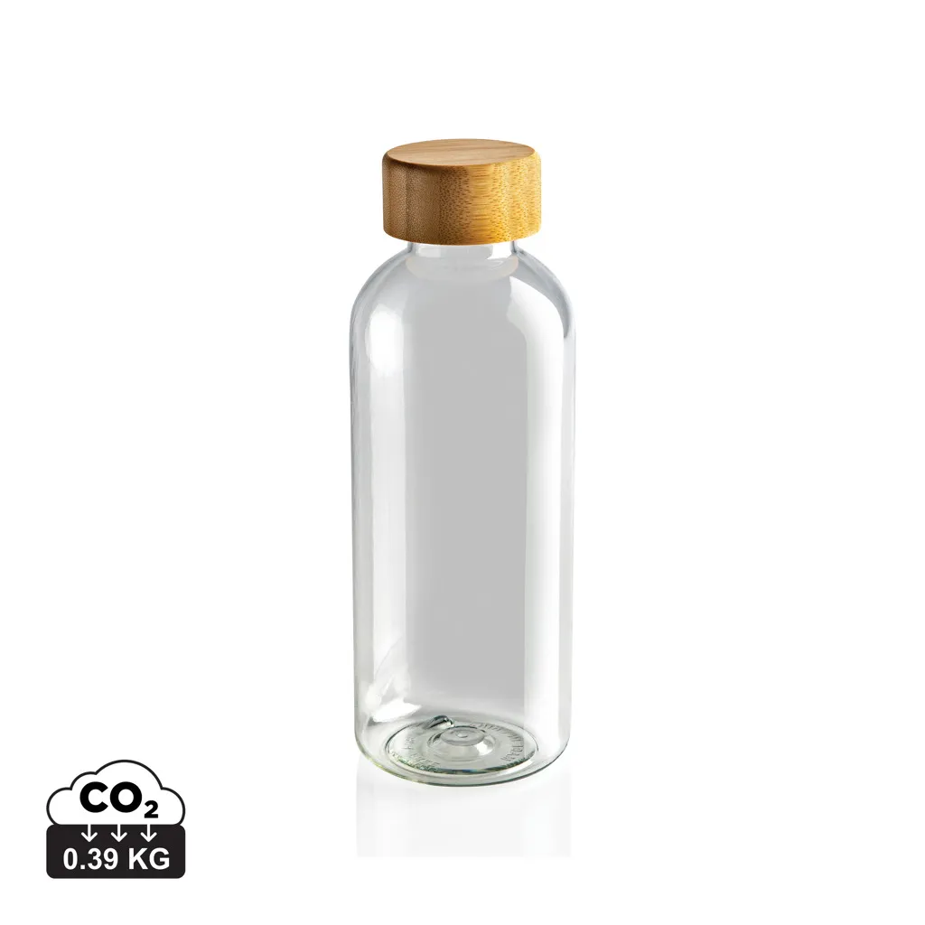 GRS recycled PET fles met bamboe dop transparant