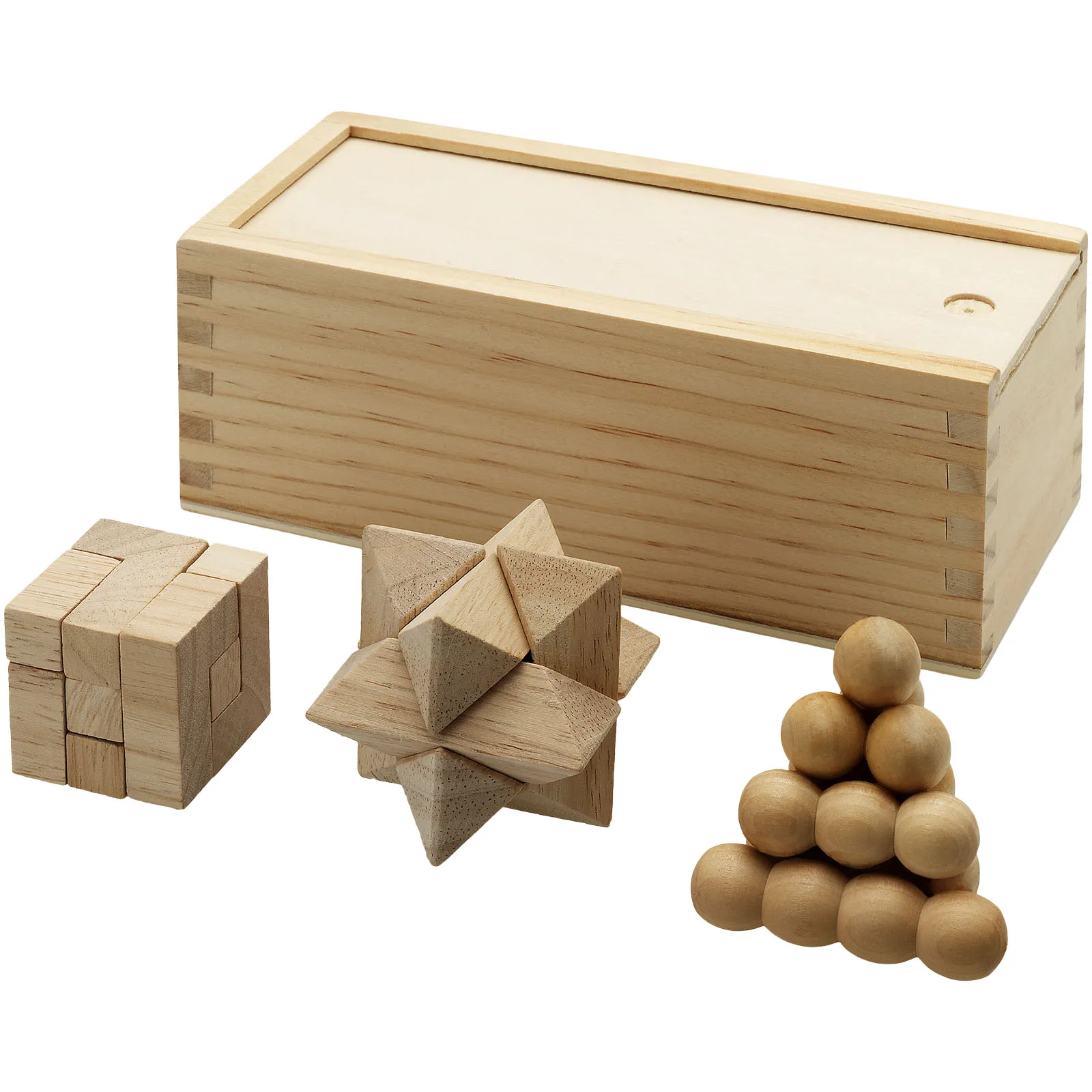 Brainiac 3-piece wooden brain teaser set Natuur